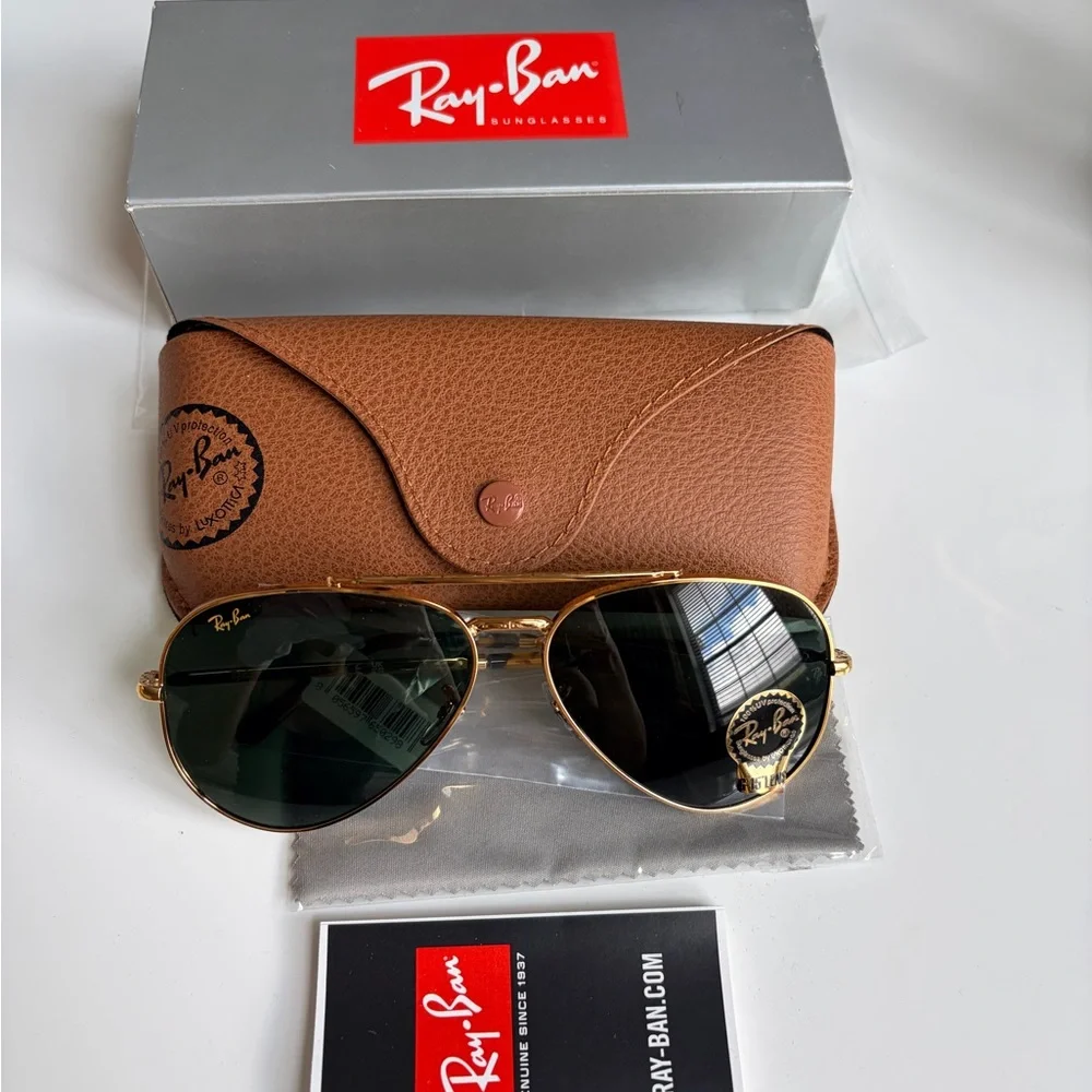 NWT Ray-Ban RB 3625 Aviator 58mm Polarized Pilot Sunglasses